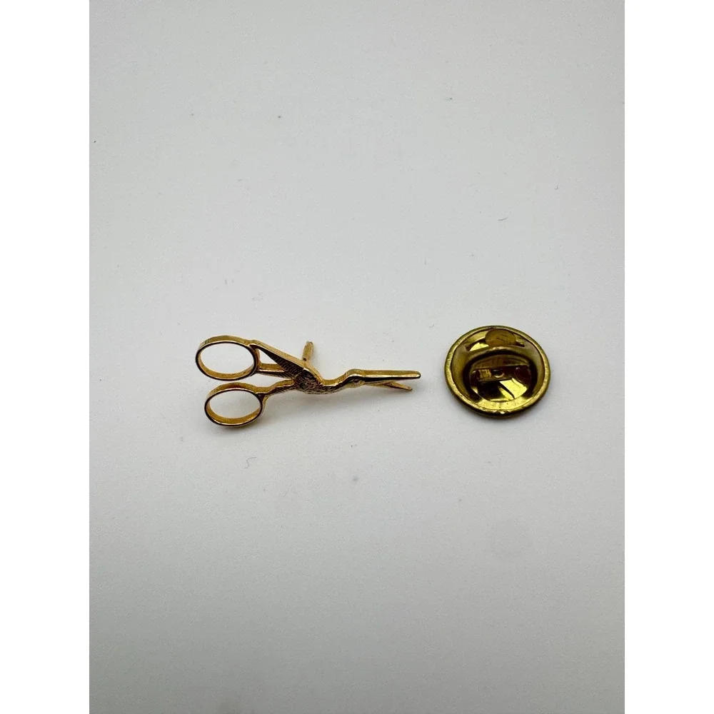 Vintage Paul C. Tie Tack Scissor Stork  Seamstress Lapel Pin Pelecis Lapel Pin